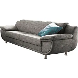 TRENDMANUFAKTUR 3-Sitzer "Rondo, Breite 207 cm, breite Armlehnen, Füße chromfarben", beige (beige, braun), B:207cm H:85cm T:94cm, Microfaser PRIMABELLE (100% Polyester);Kunstleder SOFTLUX;Struktur (54% Polyacryl, 46% Polyester);NaturLEDER (echtes Rindsleder ) in Sitz und