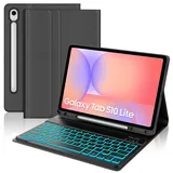 Tastatur für Samsung Galaxy Tab S10 Lite/S10 FE/S9 FE 10.9" & S9 11", 7-Farbige Beleuchtung, Hülle mit Bluetooth Magnetisch Deutscher QWERTZ Tastatur für Galaxy Tab S10 Lite/S10 FE/S9 FE, Schwarz