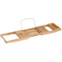 HOMCOM Badewannenablage Bambus, Edelstahl