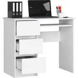 home collective Computertisch Bürotisch mit ausziehbarer Tastaturablage, Laminatplatte mit ABS-Kante, mit 3 Schubladen links, 90 x 50 x 77 cm, weiß - Weiß