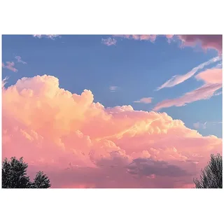 Wallarena Fototapete Wolken Himmel Blau Vlies Tapete Wohnzimmer Schlafzimmer Wandtapete, Glatt Vlies Washable, Wolken, Rosa, Himmel, Blau, (Packung, 3 St., Vlies Fototapete), Vliestapete Rosa Wohnzimmer Schlafzimmer Küche Tapete + Kleister blau|rosa 1.5 m x 1.05 m