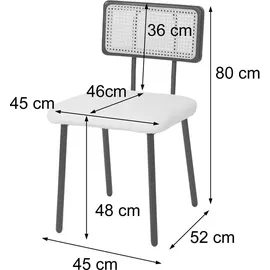 Mendler 6er-Set Esszimmerstuhl HWC-K88, Lehnstuhl Stuhl, Holz Poly-Rattan Metall Bouclé ~ Stoff/Textil schwarz