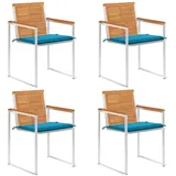 vidaXL Gartenstuhl 4 St. mit Kissen 4 x 4 x 4 cm blau