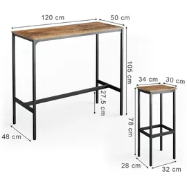 Vicco Bartisch Fyrk 120 x 50 cm Eiche rustikal/Schwarz