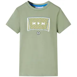 Kinder-T-Shirt Helles Khaki 116 – Bequemes Shirt mit Fußball-Design - 116