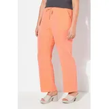 Ulla Popken Damen große Größen Übergrößen Plus Size Musselin-Schlupfhose Rose, weites Bein, Elastikbund Koralle 58+ 827584505-58+ - 50W / 32L
