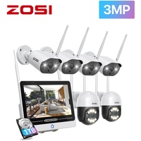 ZOSI 3MP WLAN Überwachungskamera Set Außen Wifi Kamera PTZ Kamera Monitor HDD