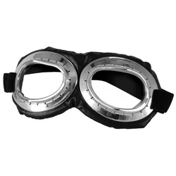 Elope Kostüm Steampunk Fliegerbrille silber-schwarz, Originelles Accessoire für Steampunk Kostüme silberfarben