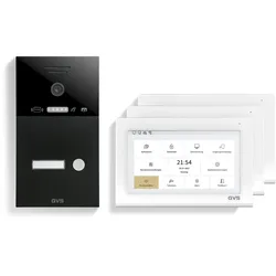 GVS - 1-Familienhaus IP Video Türsprechanlage AVS1316A - Mit 3x7 Zoll Monitor, App, HD-Kamera & Türöffner Funktion