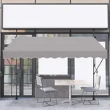 LZQ Markise Klemmmarkise Balkon Sonnenmarkise,Einziehbar Manuell Handkurbel höhenverstellbar UV-beständig Sonnenschutz 100% Polyester für Innenhöfen Balkonen Restaurants, Cafés Grau 350 x 120cm
