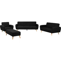 Sofa Set FLORLI Stoff Schwarz