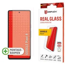 DISPLEX Panzerglas (10H, 2D) für Google Pixel 8, Eco-Montagerahmen, kratzer-resistent