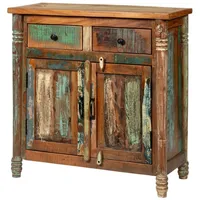 MASSIVMOEBEL24.DE Kommode Altholz 90x42x88 mehrfarbig lackiert FABLE #32
