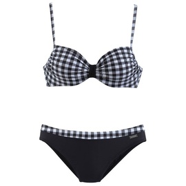 LASCANA Bügel-Bikini Damen schwarz-weiß Bikini-Sets, Ocean Blue im schwarz-weißen Karodruck, Gr. 36, Cup B,
