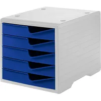 Styro Schubladenbox styroswingbox blau 275-8430.351, DIN C4 mit 5