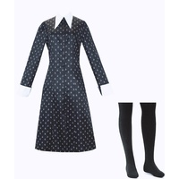 Kostüm Kleid Damen Mädchen Karnival Kosplay Schwartz Kleid Gothic Uniform Kinder Nevermore Academy Halloween Outfit mit Things XL