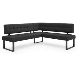 Home Affaire Eckbank HOME AFFAIRE "Mia Küchenbank, Polsterbank, Esszimmerbank, 207x167 cm", dunkelgrau, schwarz, B:207cm H:61cm T:167cm, Massivholz, Metall, Polyester, Sitzbänke, Eckbank, Moderne Bank und Farben, Sitzplatzanzahl: 5, Frei in Raum stellbar