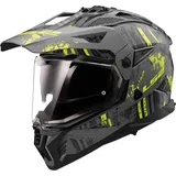 LS2 Pioneer II Crazy, Endurohelm - Matt Black H-V Yellow, M