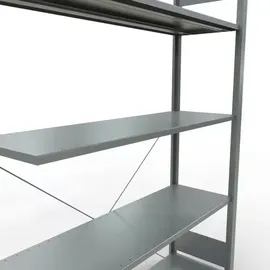 Schulte Lagertechnik Anbauregal Stahl 200 x 130 x 40 cm silber 5 Fachböden