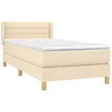 vidaXL Boxspringbett mit Matratze Creme 90x190 cm Stoff