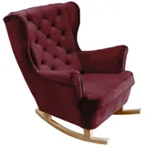 DomoHome Schaukelsessel, Bordeaux, Holz, Echtholz,Buche, Rechteckig, 81x102x95 cm, Wohnzimmer, Sessel, Schaukelstühle