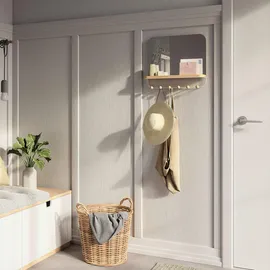 Umbra Estique Wandspiegel mit Ablage und 6 Haken, Accessoire Organizer für den Eingang, Weiss