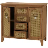 Mendler Apothekerkommode 80 x 91 x 40 cm Vintage Rattanoptik / Beige