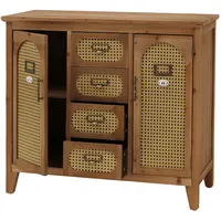 Mendler Apothekerkommode 80 x 91 x 40 cm Vintage Rattanoptik / Beige