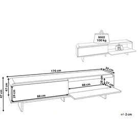 Beliani Deloraine TV Möbel 176 cm Hellbraun Holzwerkstoff