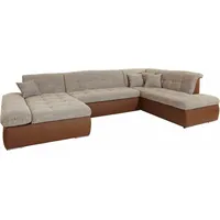 Wohnlandschaft DOMO COLLECTION "Moric U-Form, auch in Cord, Breite 353cm, viel Platz", braun (espresso, beige, braun), B:353cm H:80cm T:95cm, Microfaser PRIMABELLE / Struktur (90% Polyester/ 10% Polyacryl);Kunstleder SOFTLUX / Struktur (90% Polyester/ 10% Polyacryl), Sofas, Wohnlandschaft, im XXL-Format, wahlweise mit Bettfunktion und Armlehnenverstellung, Topseller