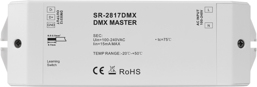 DMX-Master-Controller mit RF-Funk auf DMX, Signalwandler SR-2817DMX, 230V AC