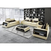 JVmoebel Sofa Moderne Beige Couchgarnitur 3+2 Sitzer Kunstleder Neu, Made in Europe beige|braun