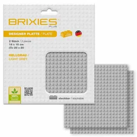 schäfer brand distribution gmbh BRIXIES 225016 Plus Basis Platte 20 x 20 Doppelpack hellgrau , Bauplatten, 1 Stück