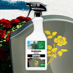 WEPOS Grabstein Reiniger, 750 ml, gebrauchsfertig, hochaktiv, gegen Beläge, Verfärbungen, Algen, Außenbereich