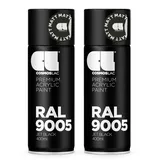 COSMOS LAC Sprühlack Sprühdose - 400ml - Sprühfarbe für den DIY-Bereich, geeignet für alle Oberflächen - Lackspray (2, RAL 9005 - schwarz matt)