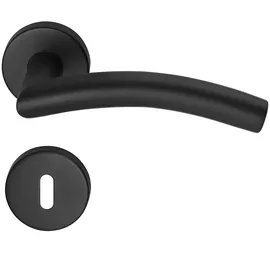 Meintürgriff Drückergarnitur Neapel Edelstahl Schwarz Türgriff Türdrücker Rosettengarnitur, BB-