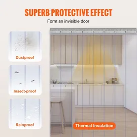 Vevor Streifenvorhang Türvorhang 243 cm x 121,9 cm Transparent