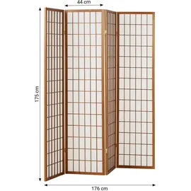 Homestyle4u Paravent Raumteiler 4 teilig Holz Braun Sichtschutz Trennwand - Braun