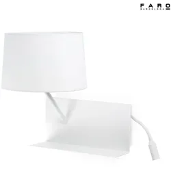 Faro Wandleuchte HANDY E27, IP20, mit linkem LED-Leser, weiß matt FAR-28415