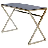Livetastic Schreibtisch, Schwarz, Gold, Metall, Glas, rechteckig, X-Form, 50x72x110 cm, Arbeitszimmer, Schreibtische, Bürotische