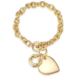 Lulu & Jane Armband Herz Metall-Legierung in Gelbgold 16,0 - 18,0 cm, flexibel einstellbar Damen 