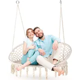 outtec Outtec® XXL Hängesessel Outdoor - bis 200 kg, Hängeschaukel Zweir Personen - 2-Sitzer Sessel zum Aufhängen - Hängekorb, Gartenschaukel, Schaukel für Garten, Terrasse, Balkon - Boho