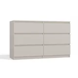 Topeshop CDF Kommode Malwa M6 120| Farbe: Beige Schrank für Dokumente, Kleinigkeiten Ideal für Wohnzimmer, Schlafzimmer, Kinderzimmer, Jugendzimmer und Büro 6 geräumige Schubladen