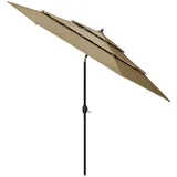 vidaXL Sonnenschirm mit Aluminium-Mast 3-lagig Taupe 3 m