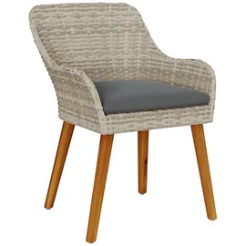 vidaXL Essgruppe Hellgrau Poly Rattan
