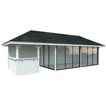 Palmako Pavillon Bianca 24,9 m2 Set 519 Slide Plus mit Isolierglas-Schiebetüren weiß lackiert