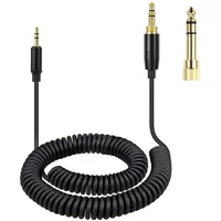 QC45 Spiralkabel, kompatibel mit Bose QuietComfort, QuietComfort Ultra, QC45, QC35, QC35 II, QC25, NC700, OE2, Soundlink, SoundTrue Kopfhörer, 2,5 mm auf 3,5 mm Aux-Kabel mit 6,35 mm Adapter, 1,2 m
