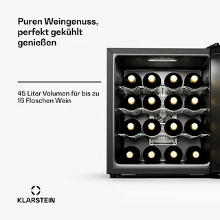 Klarstein Silent Vino 16 Uno Weinkühlschrank 1 Zone | 16 Flaschen