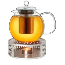 Creano Teekanne 1,3l "Schnabel" mit Edelstahlsieb und 1x Edelstahl-Stövchen | Gr.: onesize