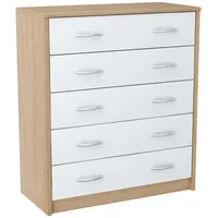 Home collective Schuhschrank mit 5 Fächern - Eichefarben, weiß